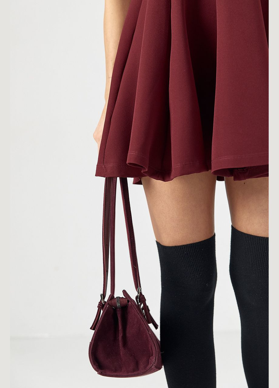 Бордова жіноча міні-сукня з короткими рукавами Lurex