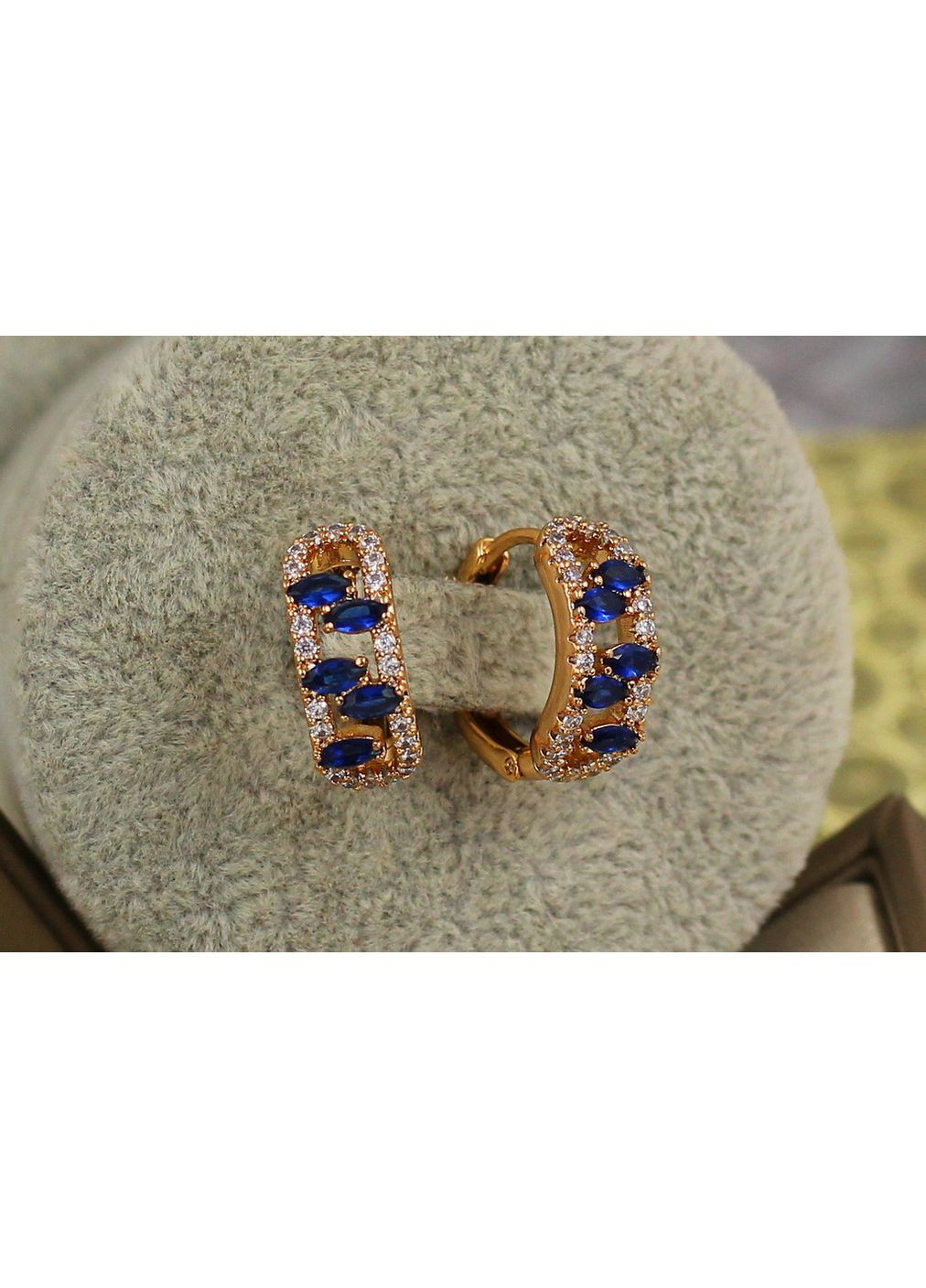 Сережки п"ять маркізів із синіми каменями 1,5 см золотисті love-shopping Xuping Jewelry (354657727)