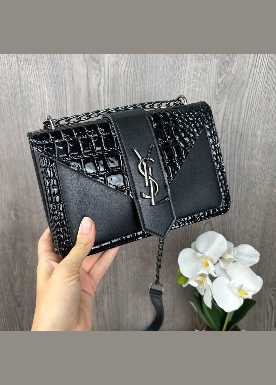 Женская мини сумочка клатч лаковая черная No Brand (298997082)