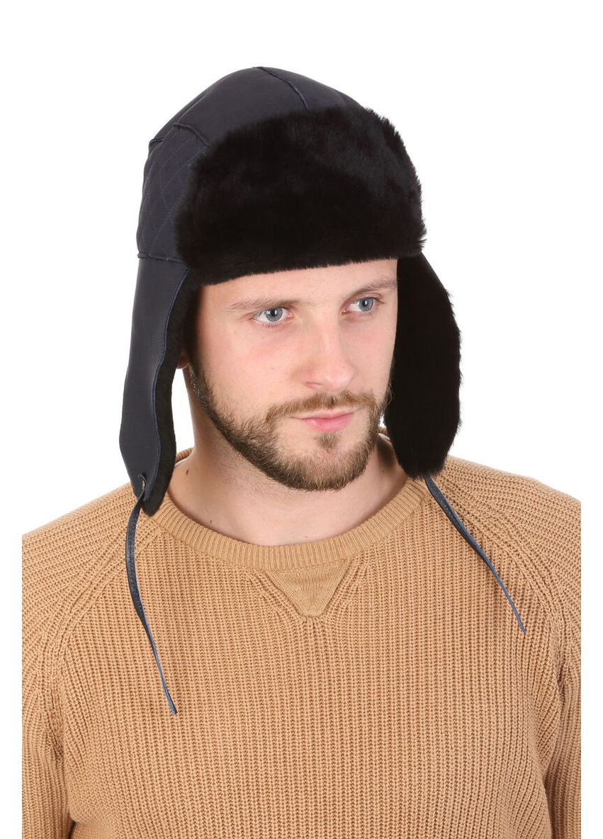 Вушанка з овчини темно-синя (SC45832) Shlyapka (295922510)