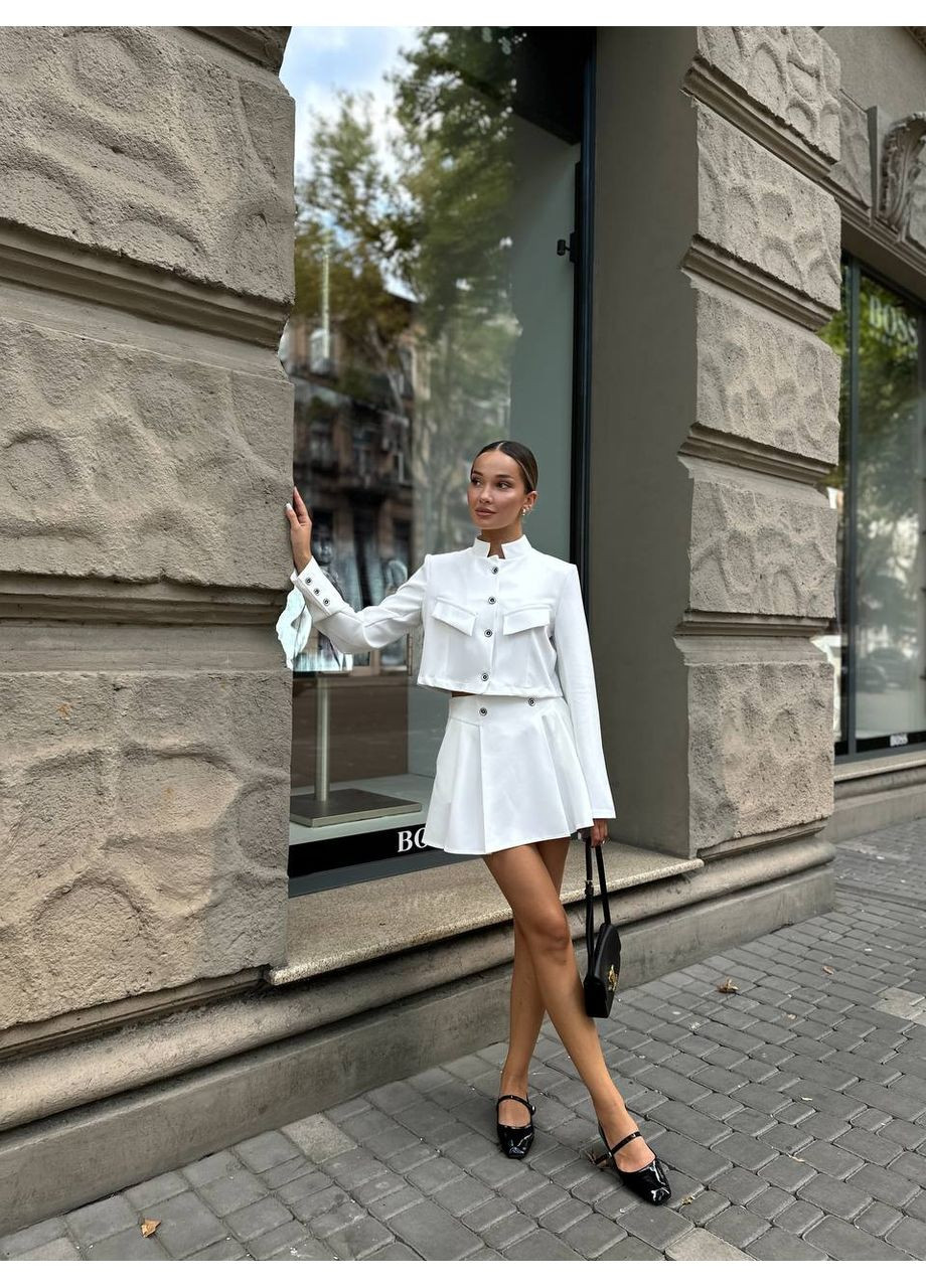 Женский костюм с юбкой и укороченным пиджаком Україна (352193525)