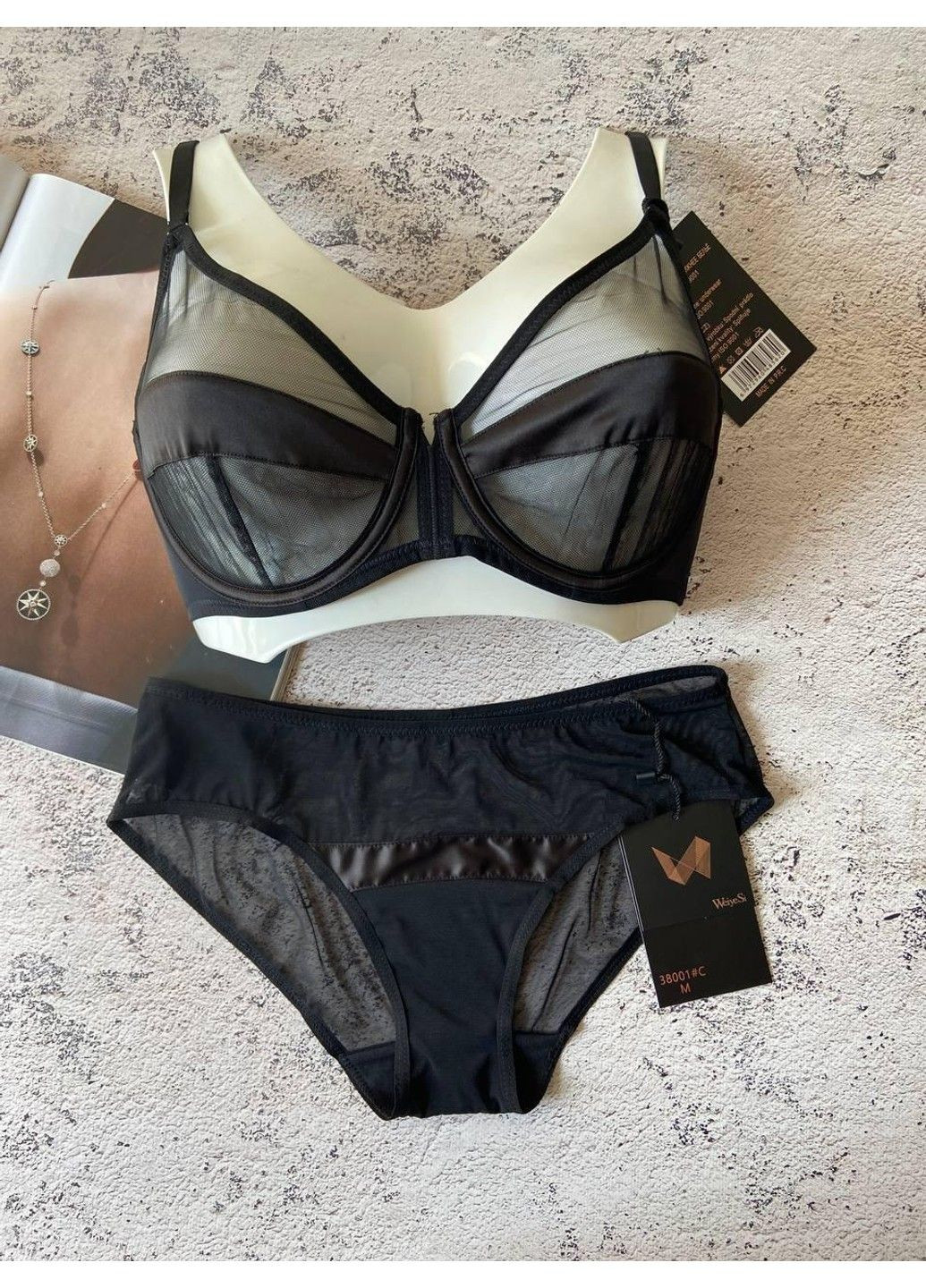 Черный черное женское нижнее белье комплект Weiyesi
