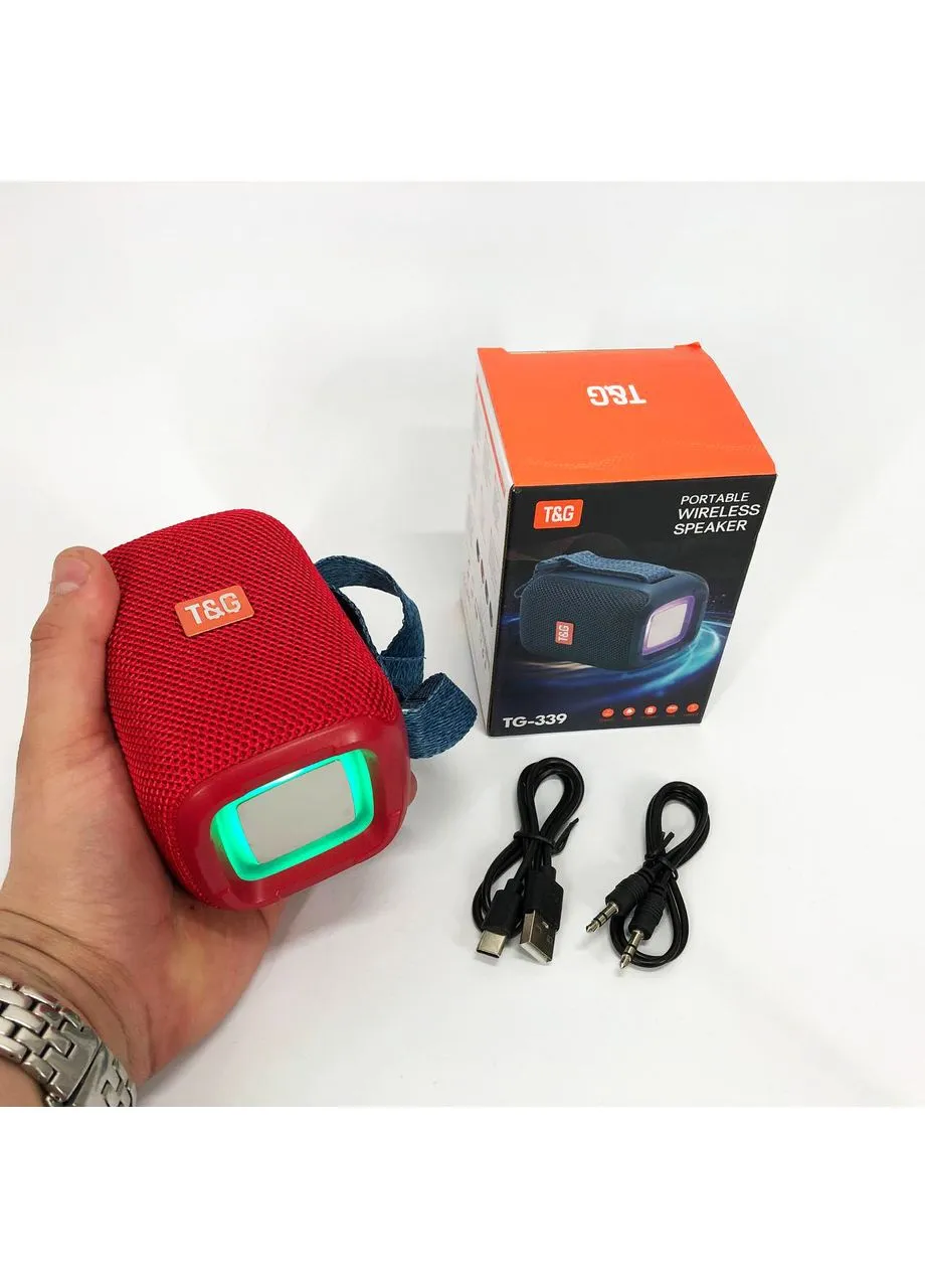 Портативная Bluetooth колонка TG339 5W с RGB подсветкой, Громкая блютуз колонка. Цвет: красный TG (386147808)