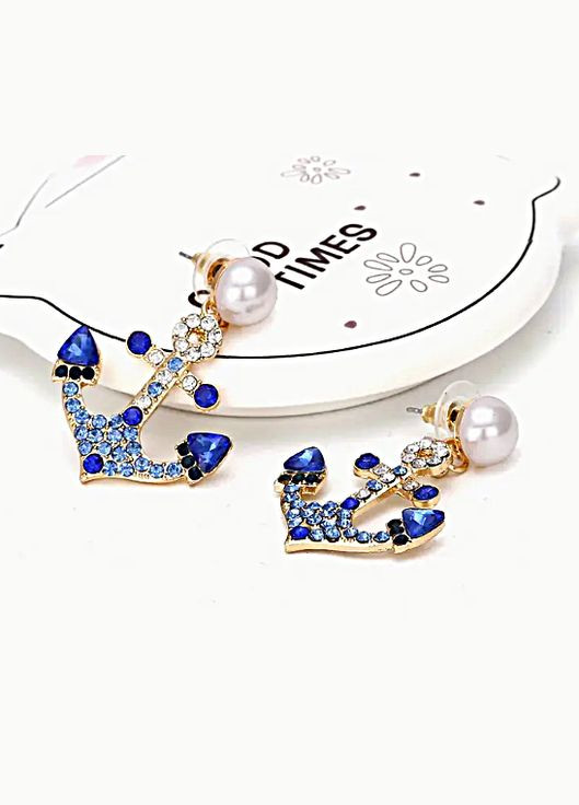 Сережки бижутерия с камнями Якоря No Brand (342116489)