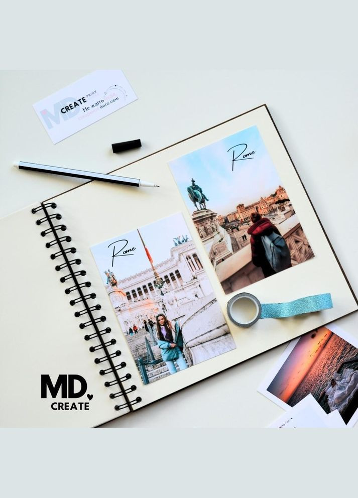 Фотоальбом Travel с деревянной обложкой на пружине с кремовыми листьями | Деревянный альбом для фото WOW DIY (304997307)