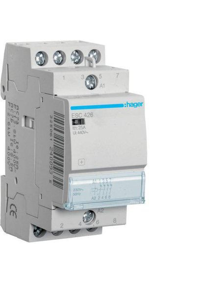 Модульний контактор 230V ESC426 25A 4NC(НЗ) 4 нормально замкнутих контакти Hager (336905806)