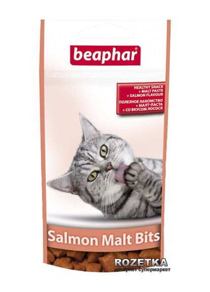Подушечки Malt Bits Salmon для виведення шерсті зі шлунка котів зі смаком лосося 35 г (8711231126217) Beaphar (313331025)