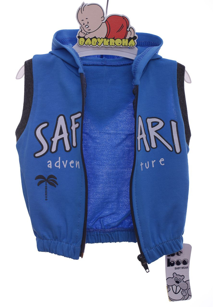 Синій літній костюм трійка для хлопчика двонитка "сафарі" синій 62 см (44862) Beboo