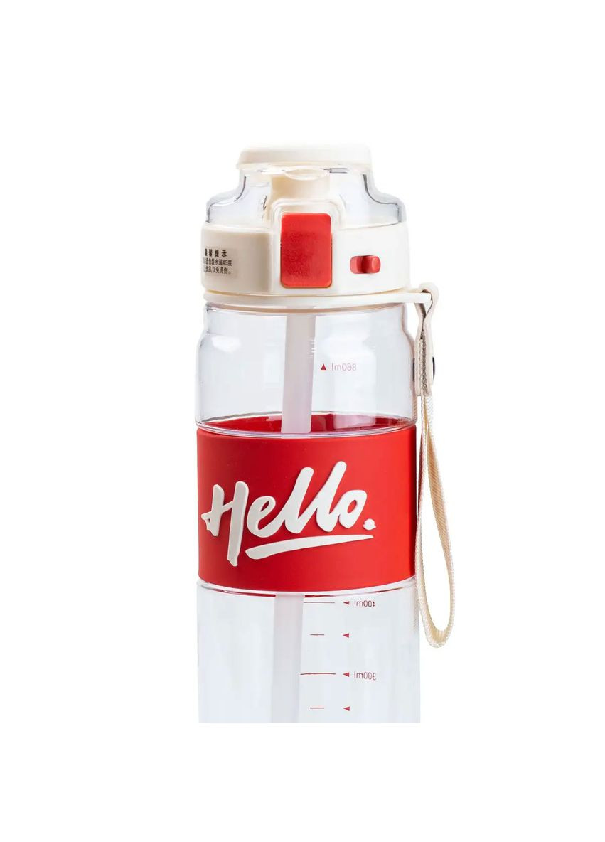 Пляшка для води тритан з ремінцем та ручкою Червона для активного відпочинку та спорту гідратор ProDobro (364192111)