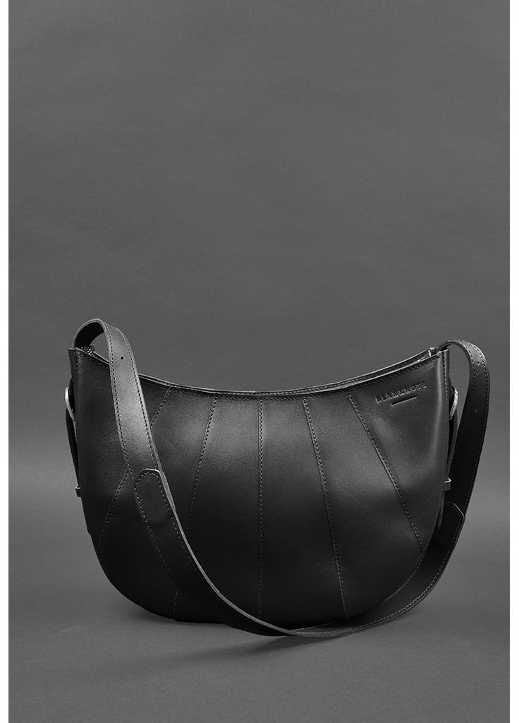Шкіряна жіноча сумка Круасан чорна Krast BlankNote сумка бохо (348359239)