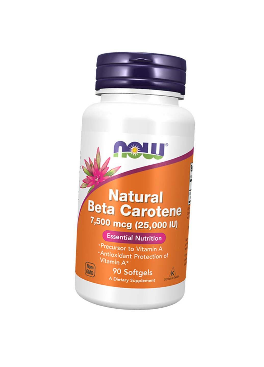 Натуральный Бета Каротин Natural Beta Carotene 25000 90гелкапс Now Foods (292710439)