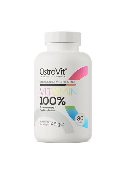 Вітаміни та мінерали 100% Vit & Min, 30 таблеток Ostrovit (322721323)
