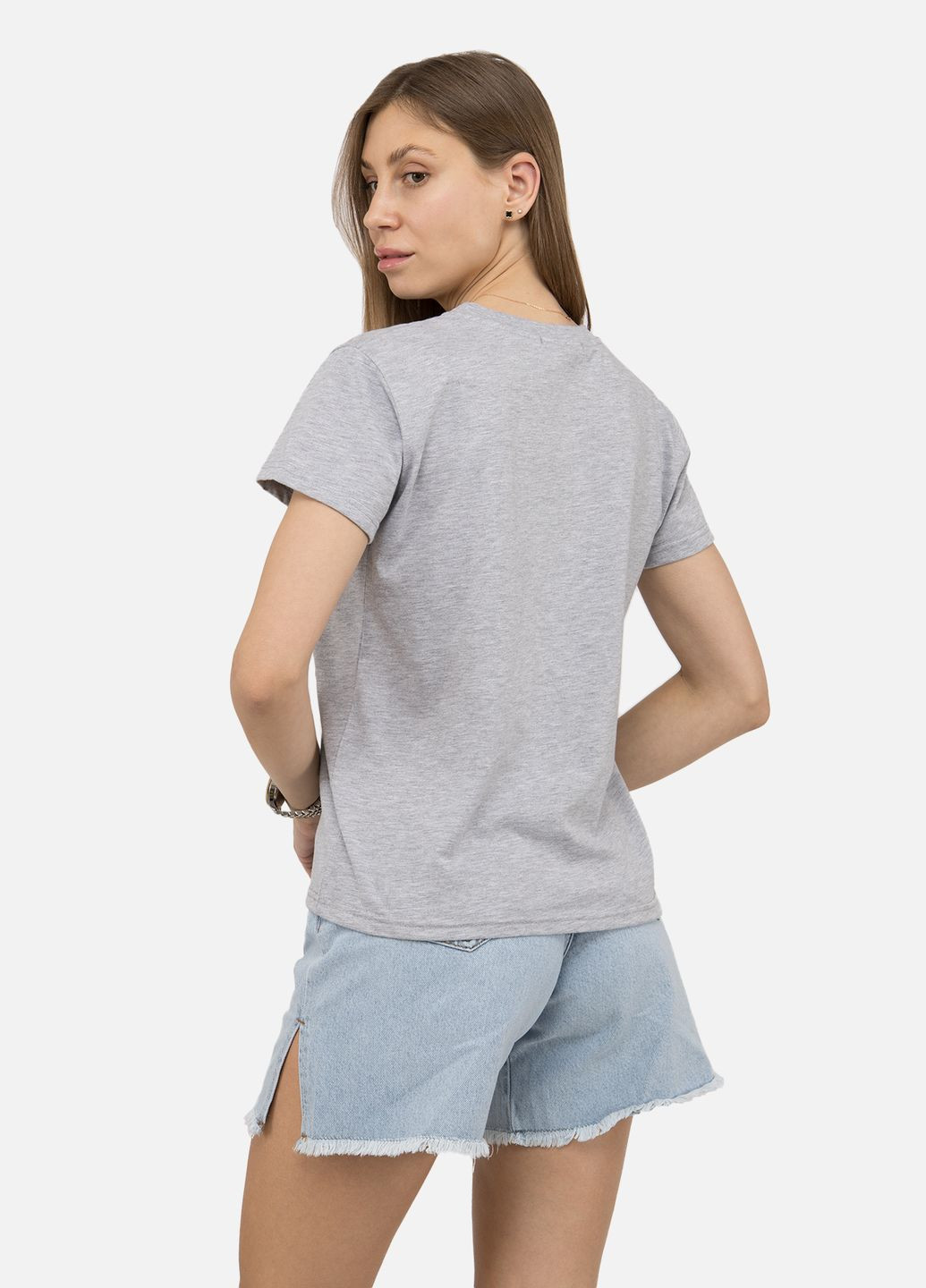 Жіноча футболка з коротким рукавом колір сірий CB-00242203 Yuki - (314910951)