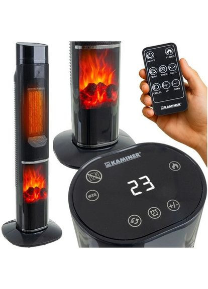 Колонний тепловентилятор з ефектом полум'я 26401 IGNISSE (2000 Вт, пульт, Польща) Kaminer (372473518)
