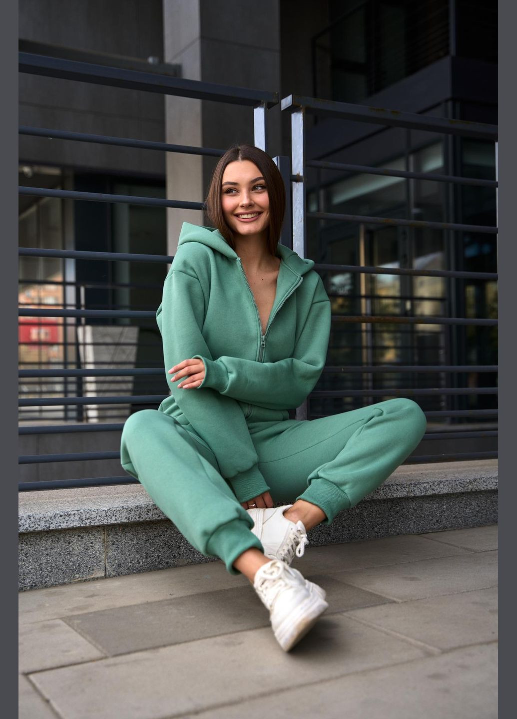 Стильний молодіжний комбінезон з вушками No Brand комбінезон-брюки оливковий спортивний, повсякденний, кежуал фліс, тринитка