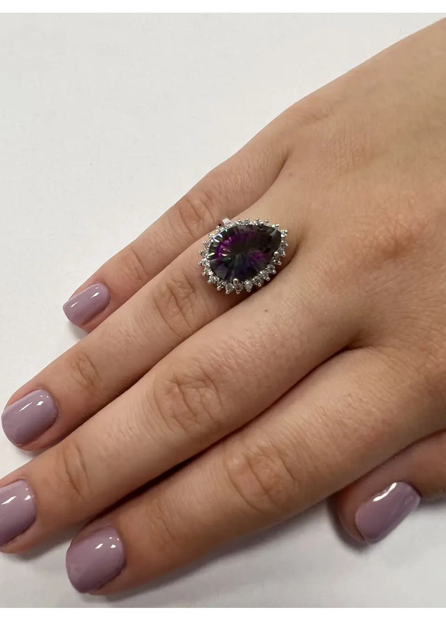 Кольцо серебряное с мистик топазом 18,5 размер Т2000-б Shatlen Каблучка (363841228)