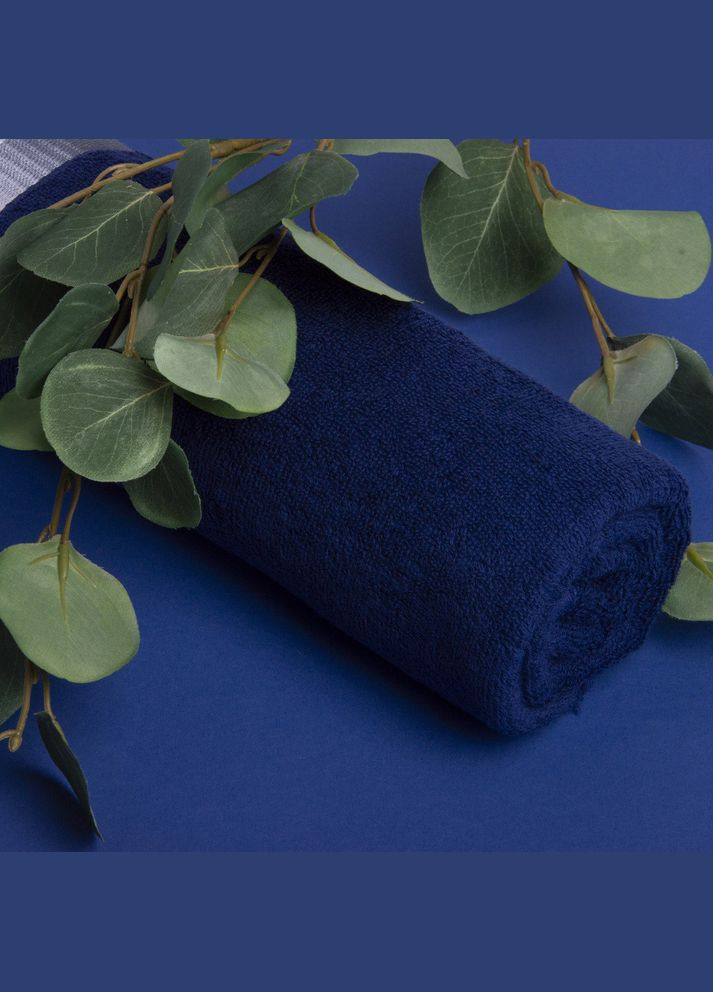 Махровое полотенце "Смуга" 70х135 см, синее, плотность 380 г/м², натуральный хлопок IDEIA синий