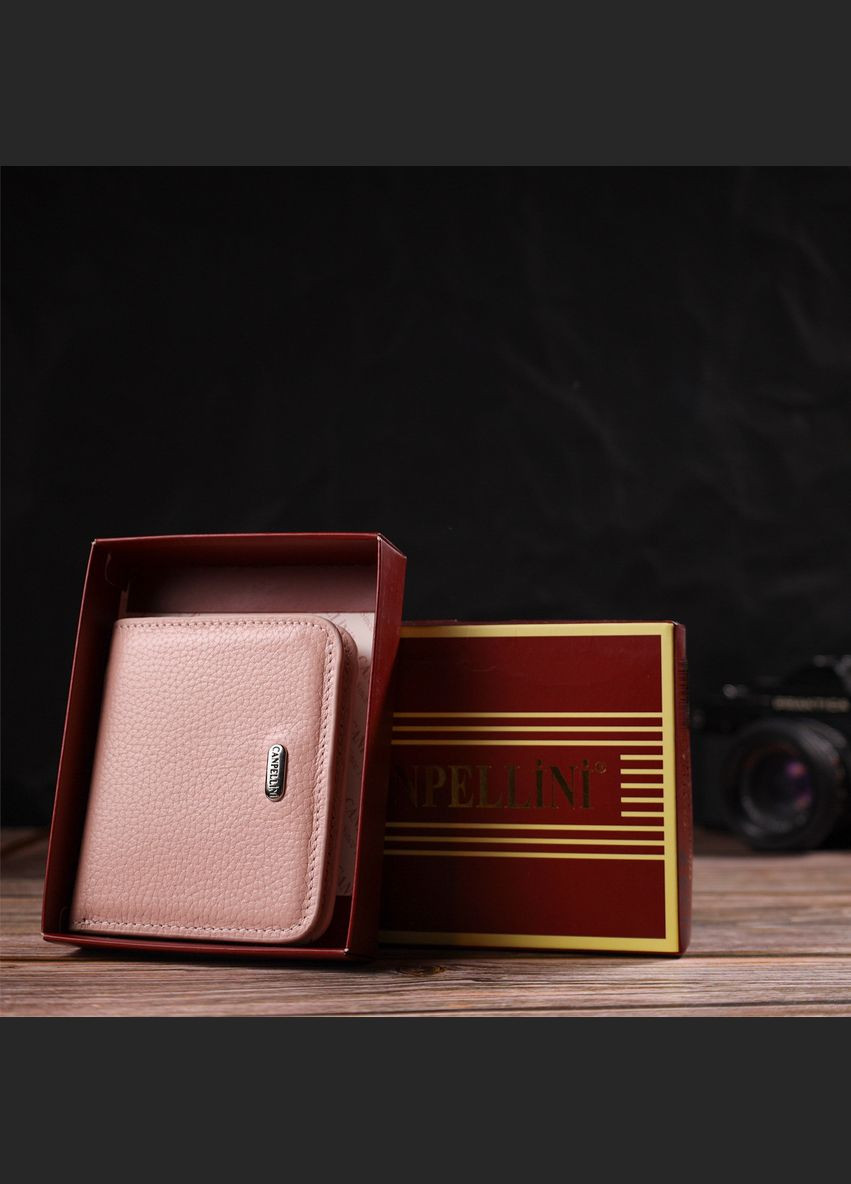 Жіночий гаманець невеликого розміру з натуральної шкіри 21797 Рожевий Canpellini (329151330)