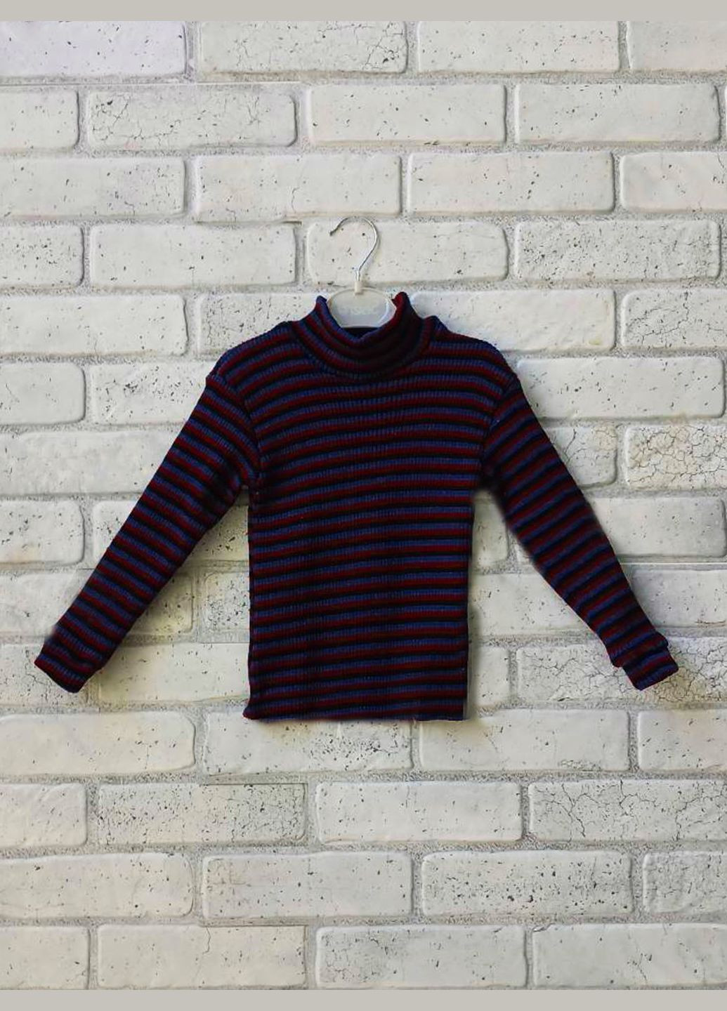 Тепла зимова дитяча в'язана водолазка для хлопчиків, дівчаток, унісекс, щільна в'язка в смужку, горловина стійка No Brand (323168574)