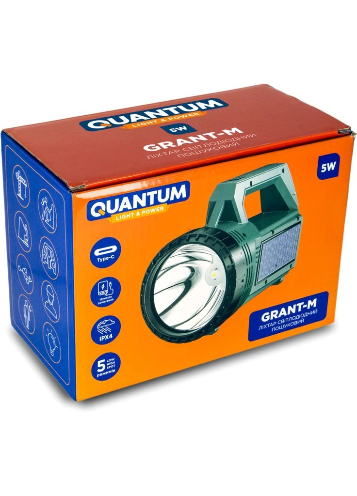 Фонарь QM-FL1052 GRANT-M 5W LED Type-C/Solar/Power Bank (QM-FL1052) Quantum (391248698)