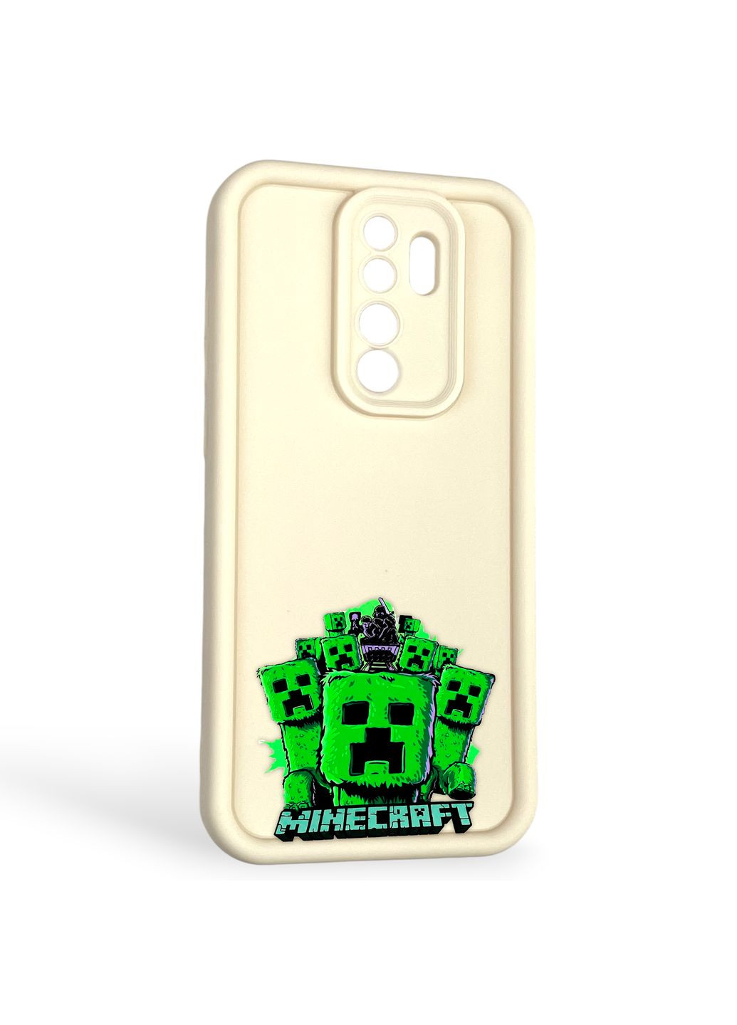 Чехол силиконовый Soft Touch с 3D принтом Майнкрафт для Redmi Note 8 Pro молочный (Полная защита камеры) Xiaomi (373425059)