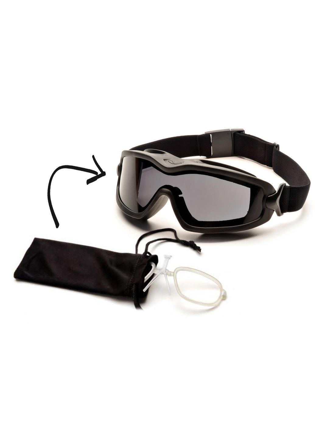 Окуляри захисні з ущільнювачем V2G-XP + RX (gray) Anti-Fog, cірі з діоптрійною вставкою в комплекті Pyramex (370271094)