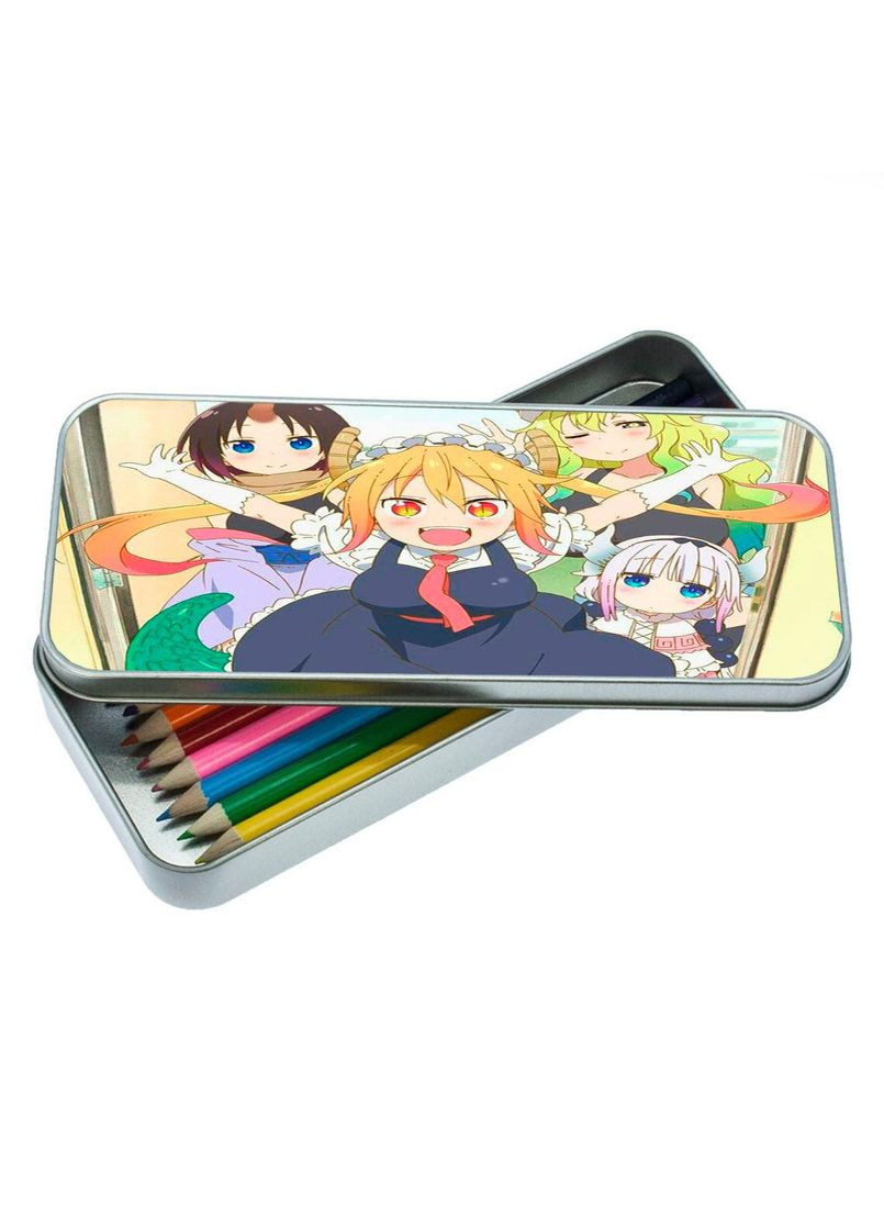 Пенал школьный для мальчика и девочки металлический Аниме Драконкомнатница кобаяши #009 7*18 см Silver No Brand (309160410)