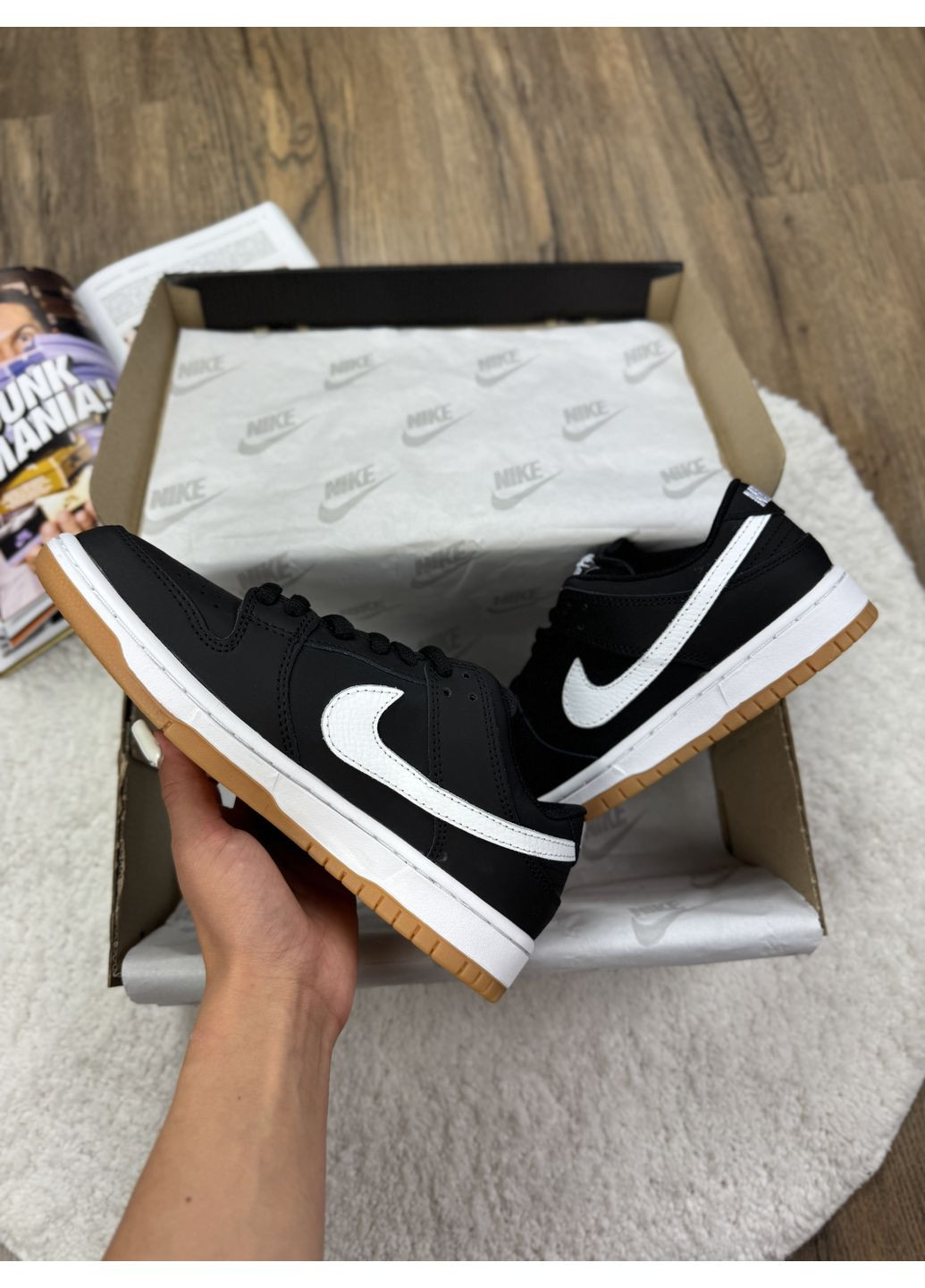 КРОССОВКИ ЖЕНСКИЕ NIKE SB DUNK LOW BLACK WHITE НАЙК СБ ДАНК No Brand чёрные демисезоны (367177405)