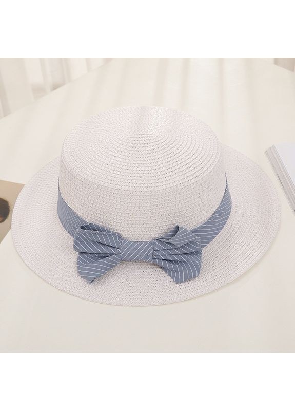 Солом'яний капелюх канотьє з блакитним бантом на обхват голови 55-58 см No Brand (309006200)