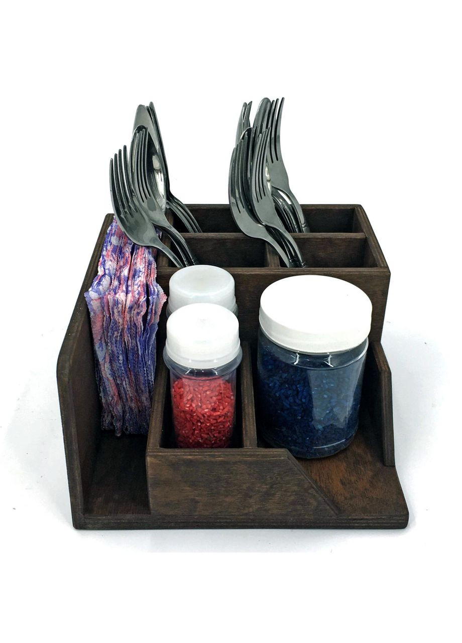 Підставка для столових приладів з дерева Феста мокко (ПСП-001710) No Brand (327426234)