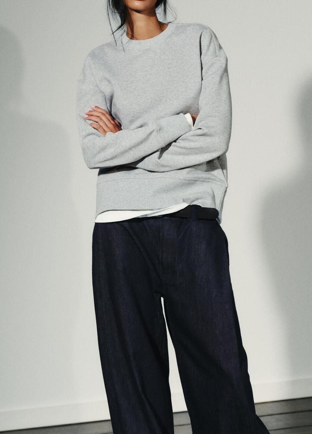 Сірий світшот Zara однотонний (364864792)