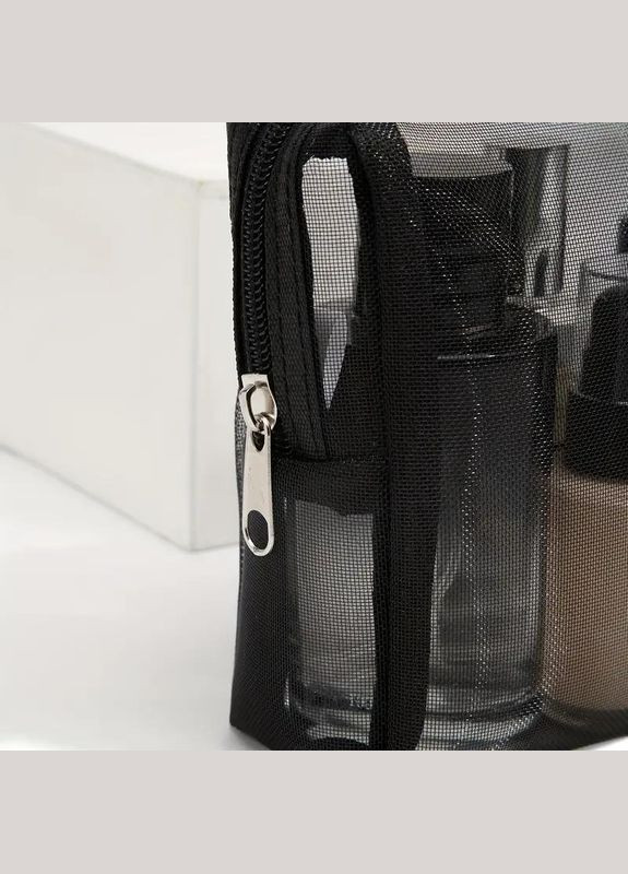 Набір 3 косметичок органайзерів із сітки Чорний об'ємні Kimiko (323158434)