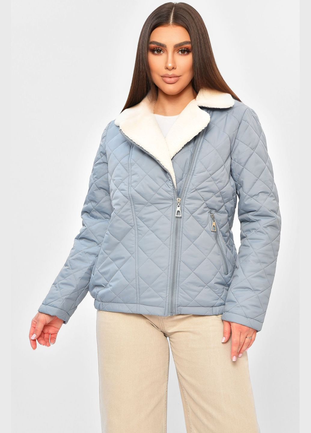 Блакитна демісезонна куртка жіноча демісезонна блакитного кольору куртка-пальто Let's Shop