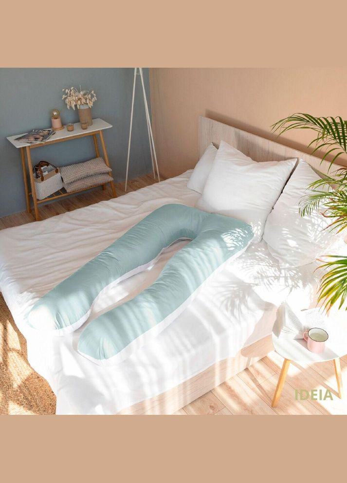 Наволочка для П-подушки для вагітних сну та відпочинку 140х75х20 см з блискавкою м'ята мікрофібра IDEIA (334726445)