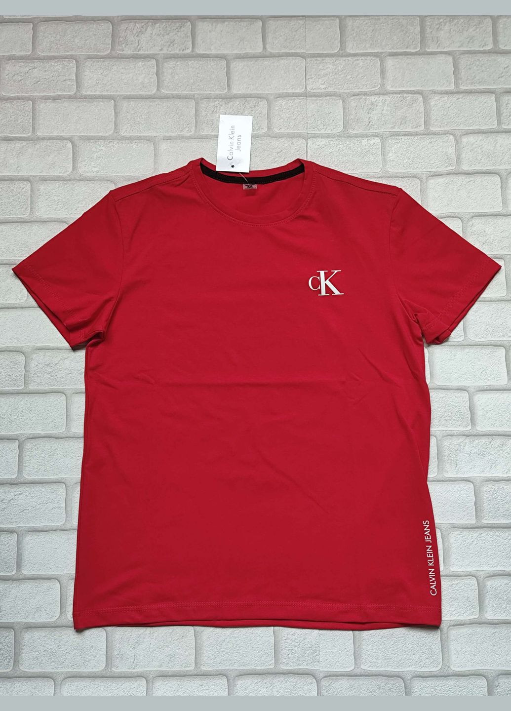 Красная мужская футболка трикотаж спортивная красная размер l с коротким рукавом FERO