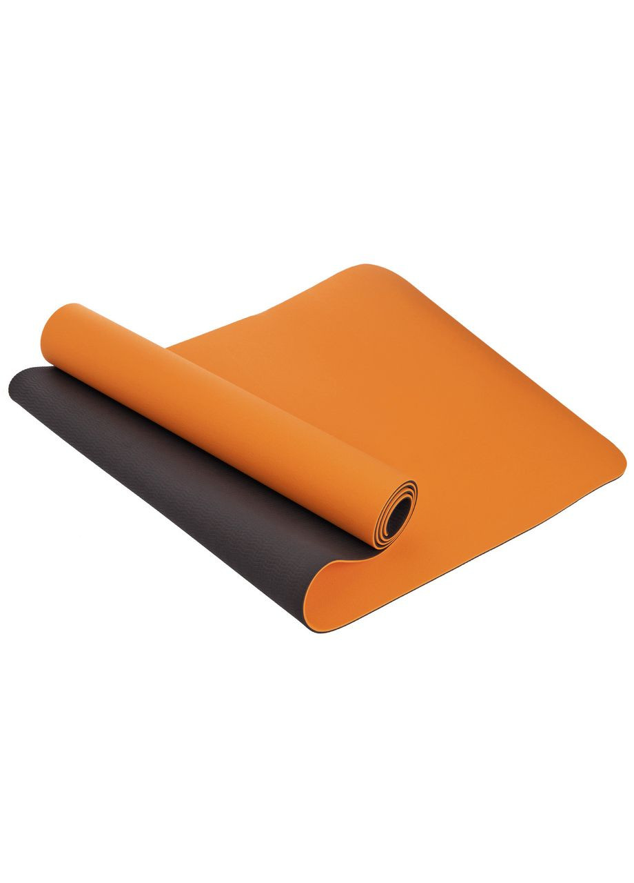 Коврик для фитнеса и йоги TPE+TC 6мм двухслойный (размер 183x61x0,6см, Оранжево-черный) SP-Planeta (361437220)