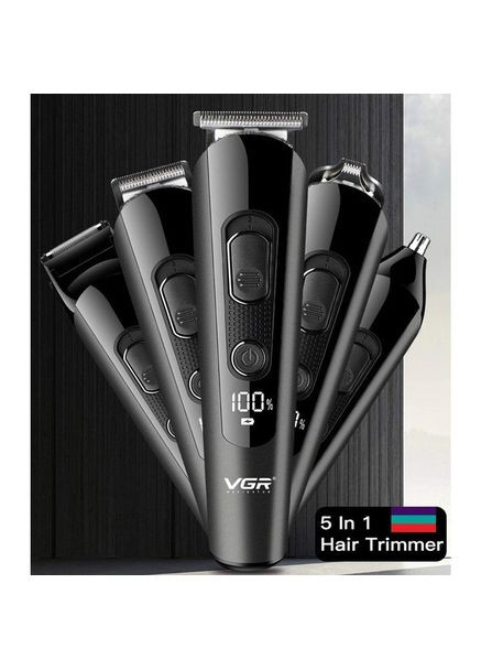 Професійна бездротова машинка для стрижки волосся, триммер для бороди та вусів з насадками. VGR V-175 (315438083)