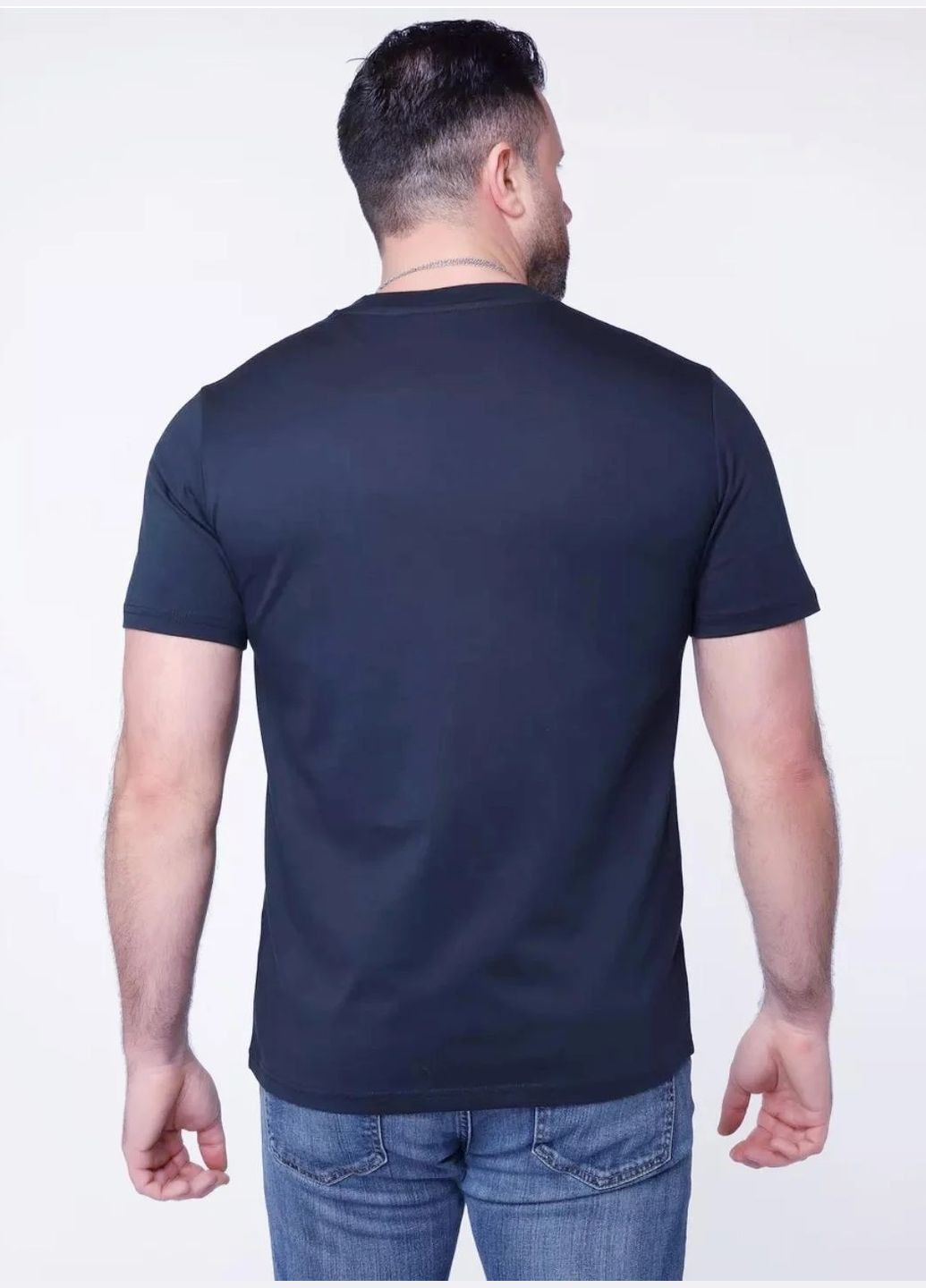 Темно-синя футболка чоловіча Hugo Boss Relaxed-Fit Handwritten Logo