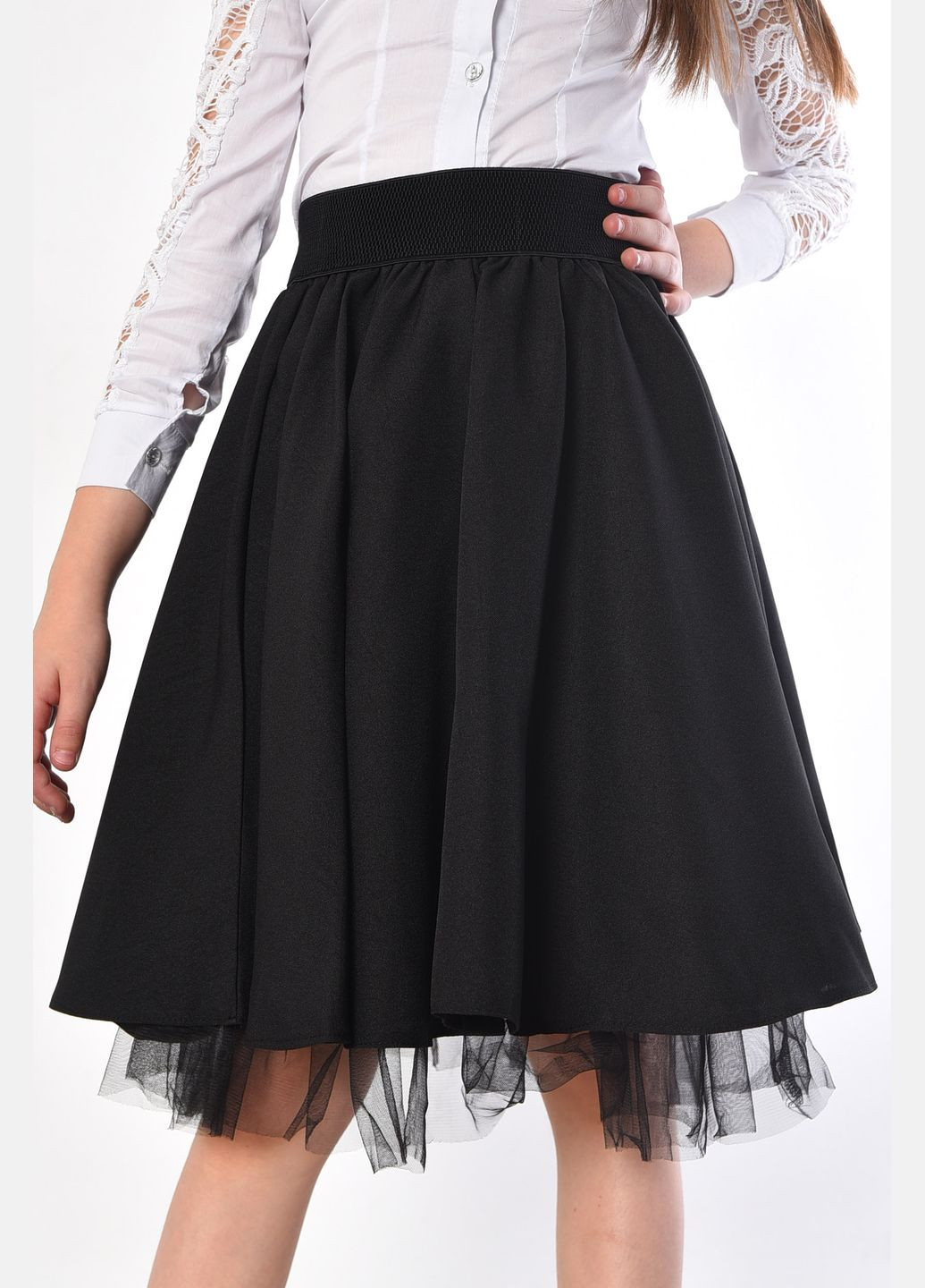 Черная офисная однотонная юбка Let's Shop баллон