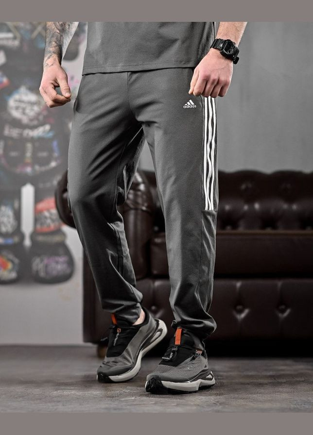Стильний чоловічий костюм Adidas штани+футболка сірий Freedom (328256316)