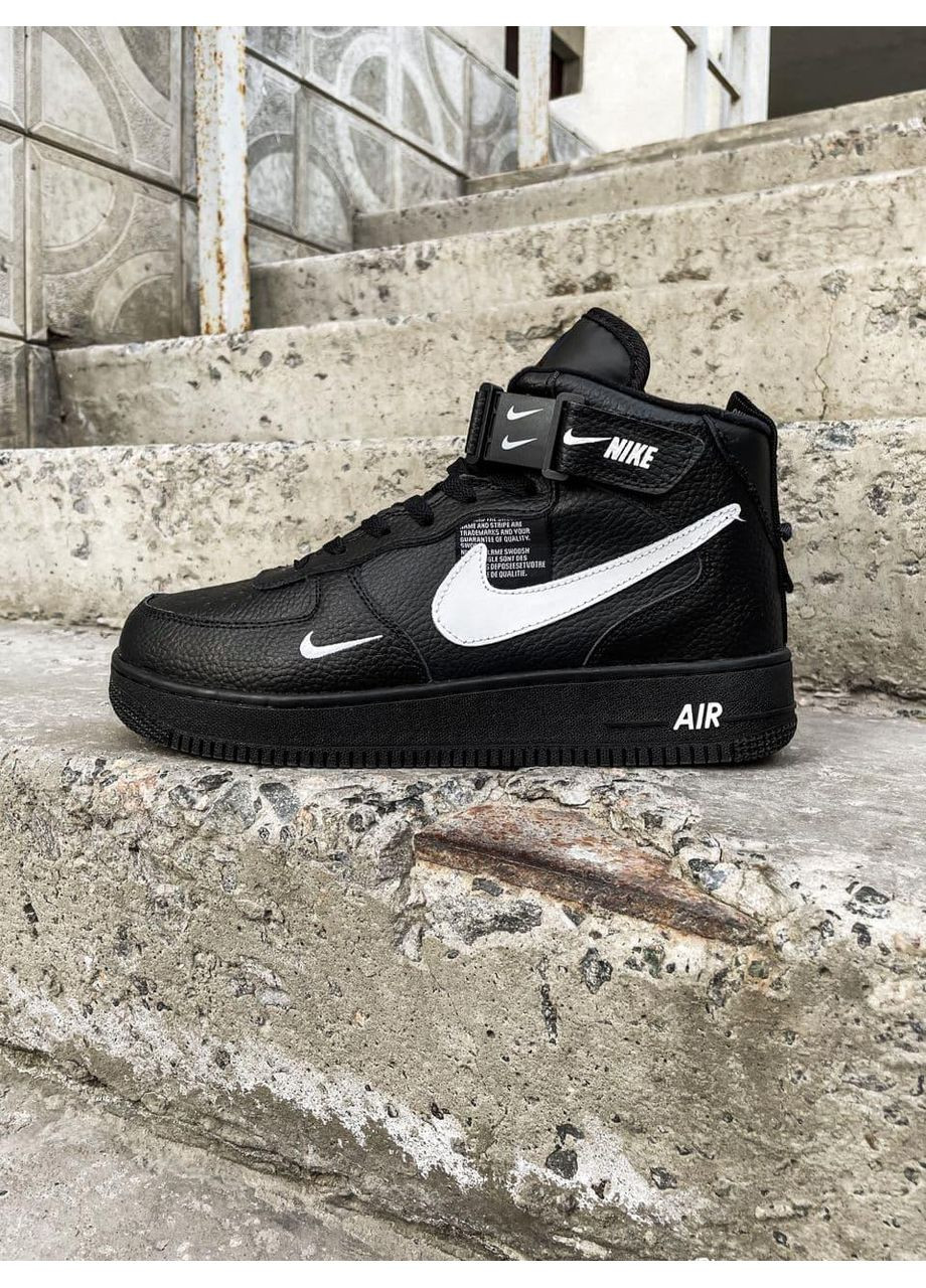 Черные зимние кроссовки мужские nike utiliti high winter black «white logo» найк No Brand