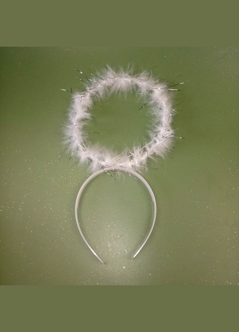 Німб янгола з білого пуху і сріблястого дощика+подарунок No Brand (338433323)