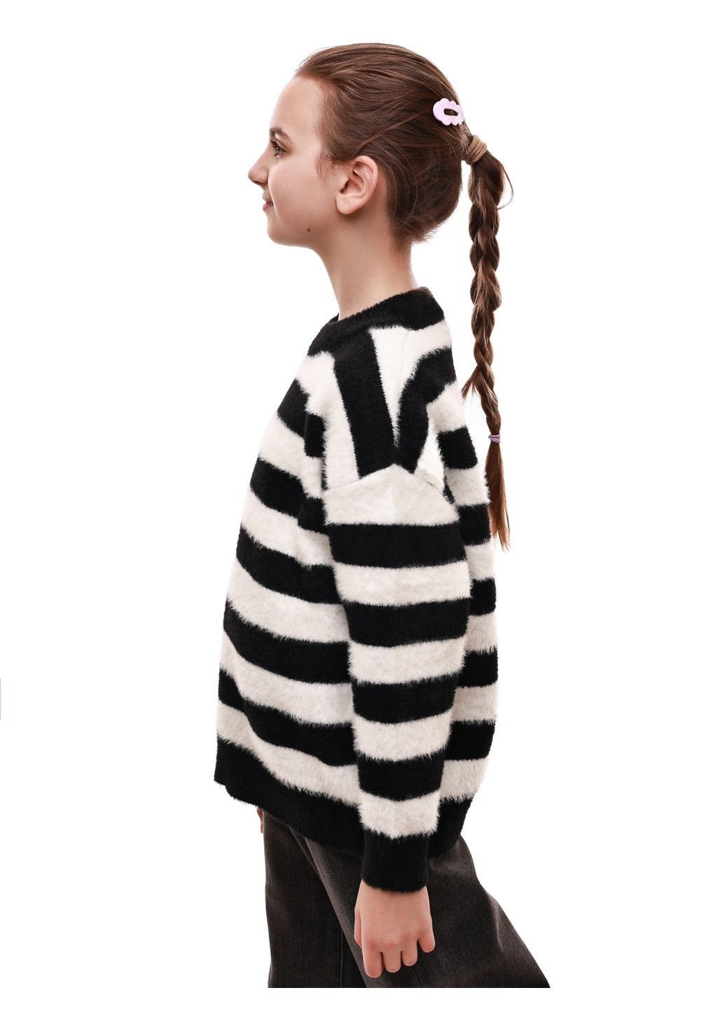 Черно-белый зимний свитер для девочки подростка Yalisi