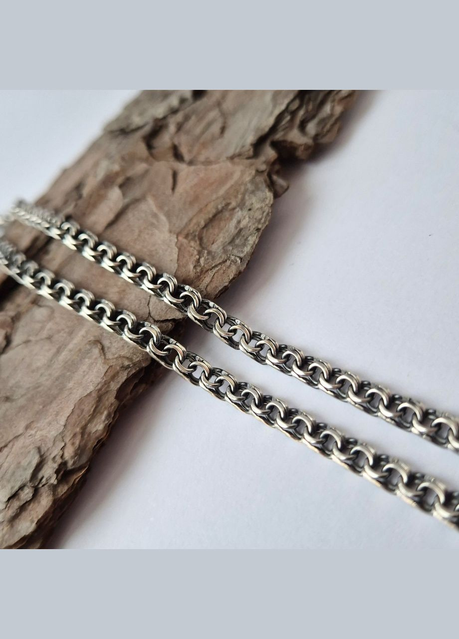 Срібний чорнений ланцюжок ланцюг Бісмарк Плоский см срібло 925 проби Чорнений 14.24г 6015 No Brand (307172955)