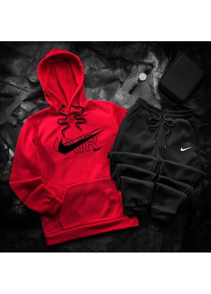 Червоний костюм nike на флісі,худі та штани Україна