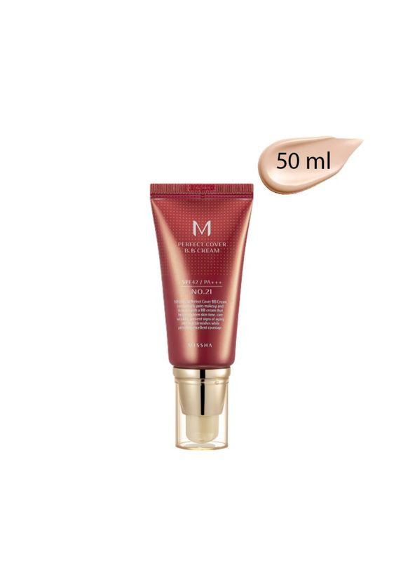 ВВ крем с идеальным покрытием M Perfect Cover BB Cream SPF42 PA+++ светлый бежевый (№21) 50 ml MISSHA (313654261)