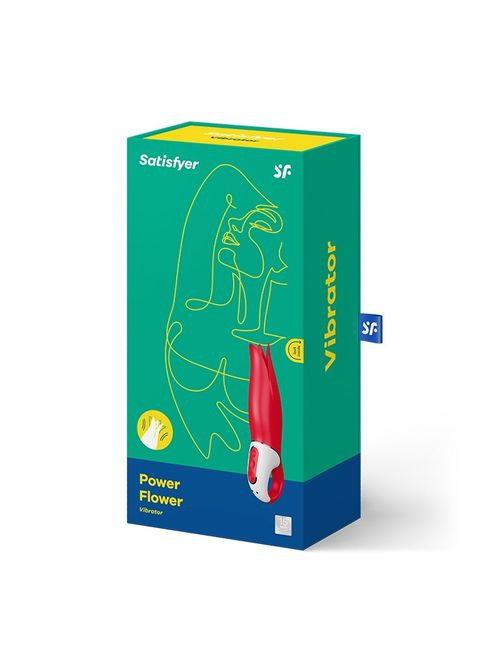 Вібратор у формі Квітки з м'якими пелюстками Vibes Power Flower, червоний Satisfyer (297399346)