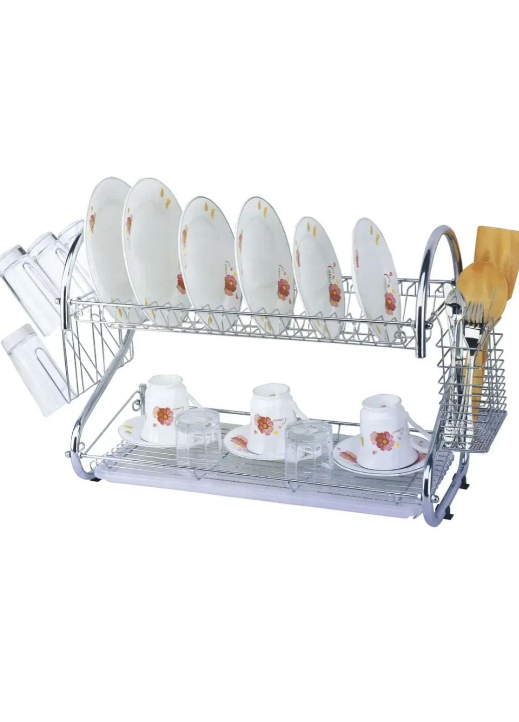Сушилка для посуды EB-2109 на 2 яруса из нержавеющей стали 56x25x38 см (EB-2109) Edenberg (362193081)