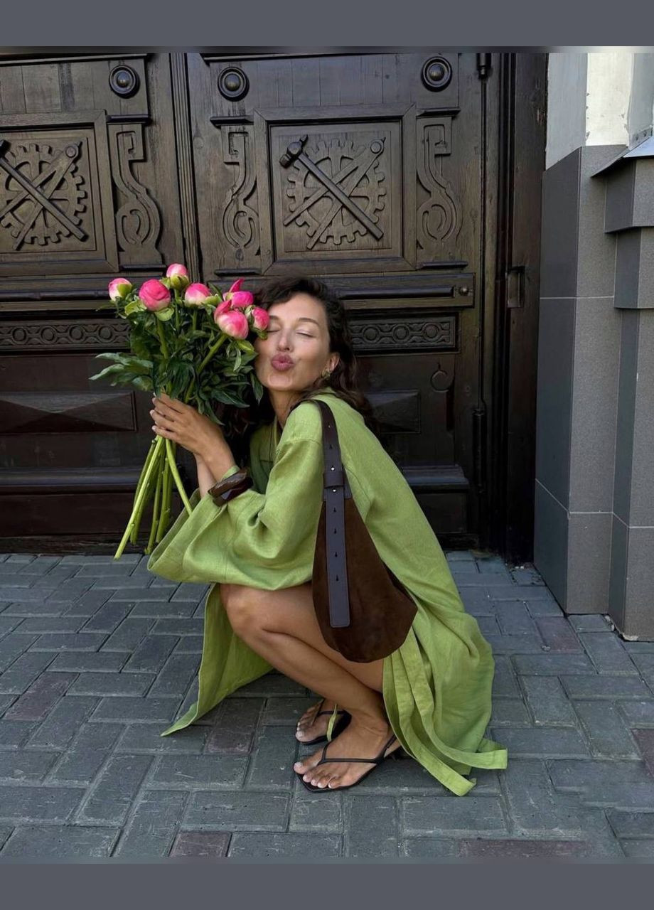 Лайм повсякденний сукня жіноча на запах Гермес однотонна