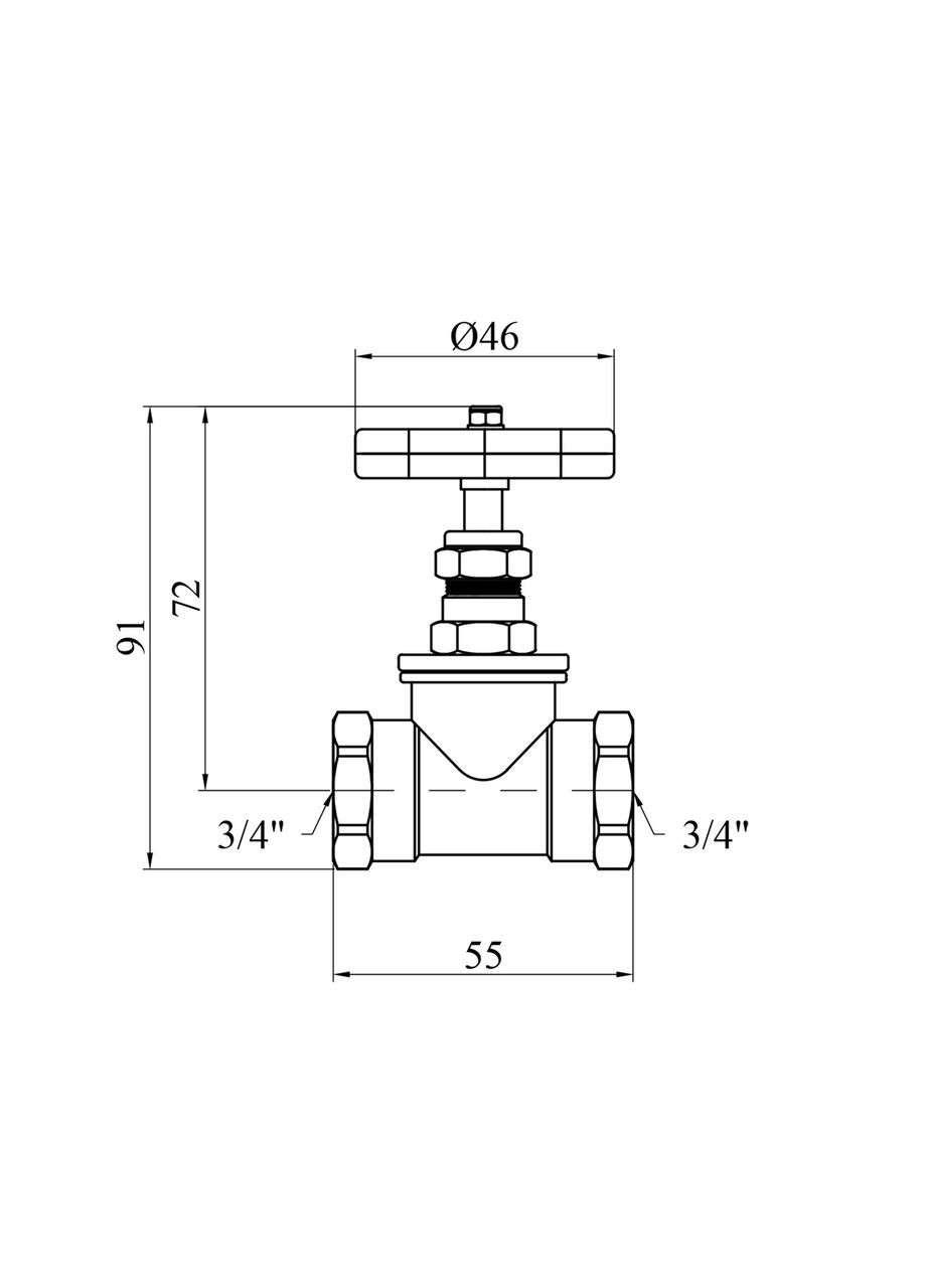 Перекрывающийся муфтовый клапан с накидной гайкой 3/4" ВВ PN16 УК1112ВГ латунный Lexline (311204713)